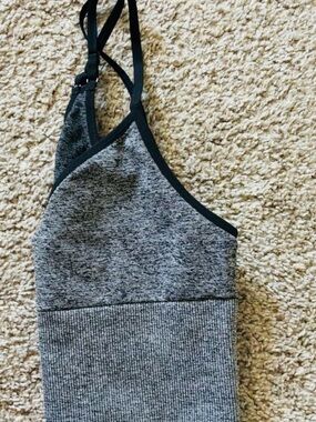 PINK Victoria's Secret Gray Seamless Sports Bralette with Black Trim